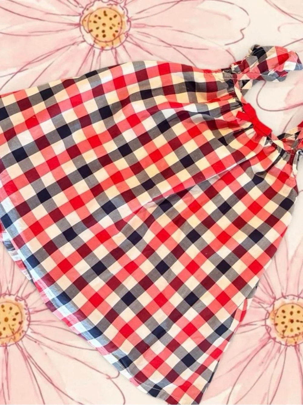 Tommy Bahama Red Navy White Gingham Kids Casual Dress